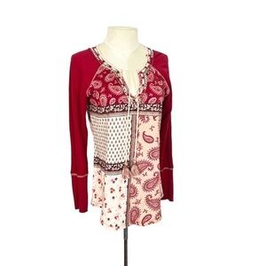 Sundance Forever Inspired patchwork Top size S beaded popover boho festival